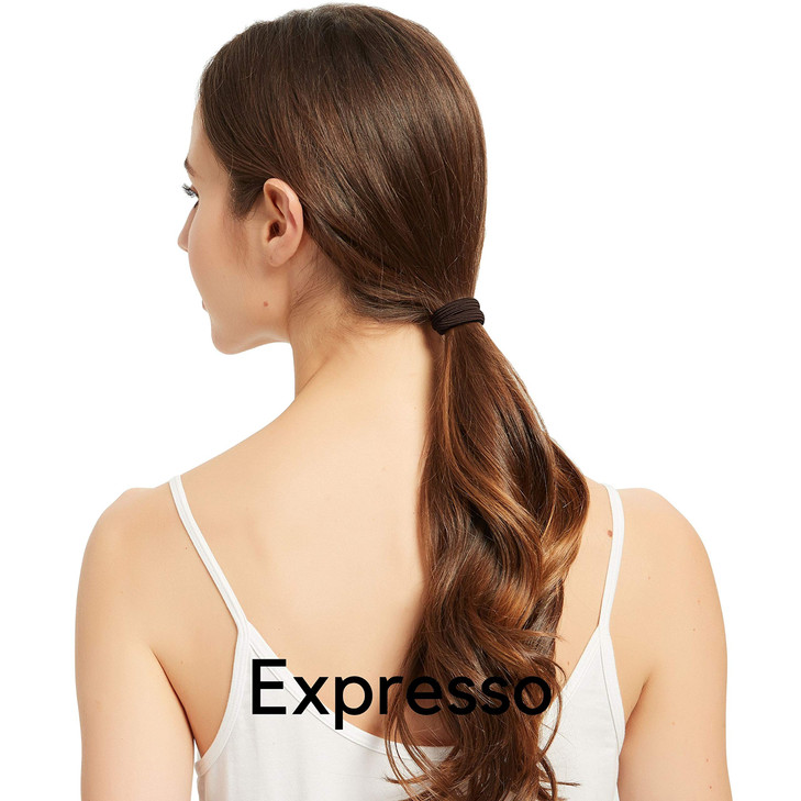 HBY Women's Hair Ties for Thick or Curly Hair. No Slip Seamless Ponytail Holders Sports Thick Hair Ties, Expresso, 8MM, 12 Pcs