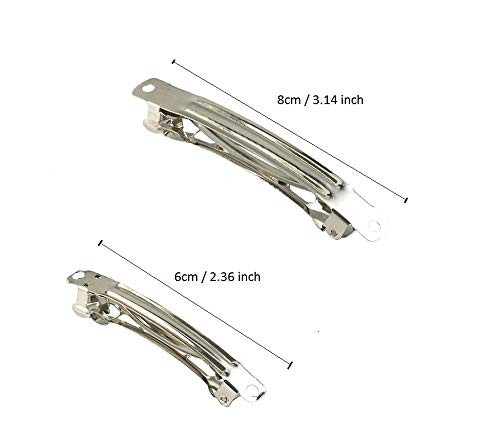 20pcs Assorted Size Metal Silver French Barrette Hair Clips for DIY Hair Clip Craft Bows