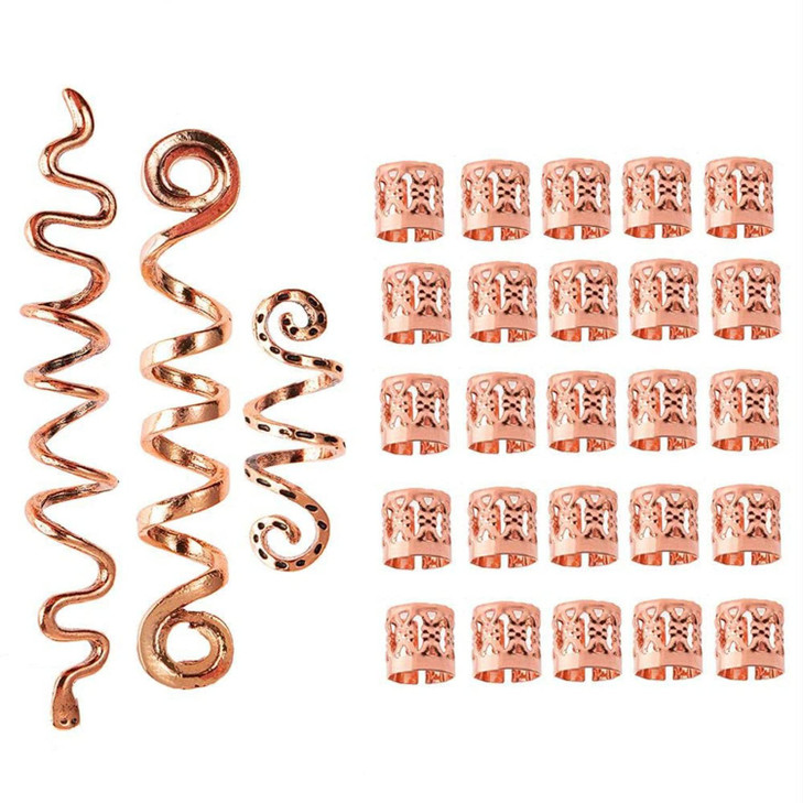 28 Pieces Hair Beads Spiral Coils Dreadlock Beads Braids Rings Clips Metal Cuffs Loc Hair Jewelry Hair Wraps Accessory Snake Hair Clips for Women and