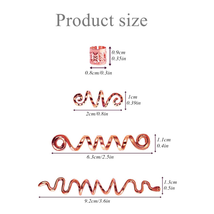 28 Pieces Hair Beads Spiral Coils Dreadlock Beads Braids Rings Clips Metal Cuffs Loc Hair Jewelry Hair Wraps Accessory Snake Hair Clips for Women and