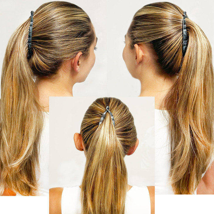 Camila Paris CP3102 4.5 inch French Banana Clip Hair Comb Classic Girls Updo Flexible Ponytail Holder Interlocking Banana Combs, Fashion Durable Styl