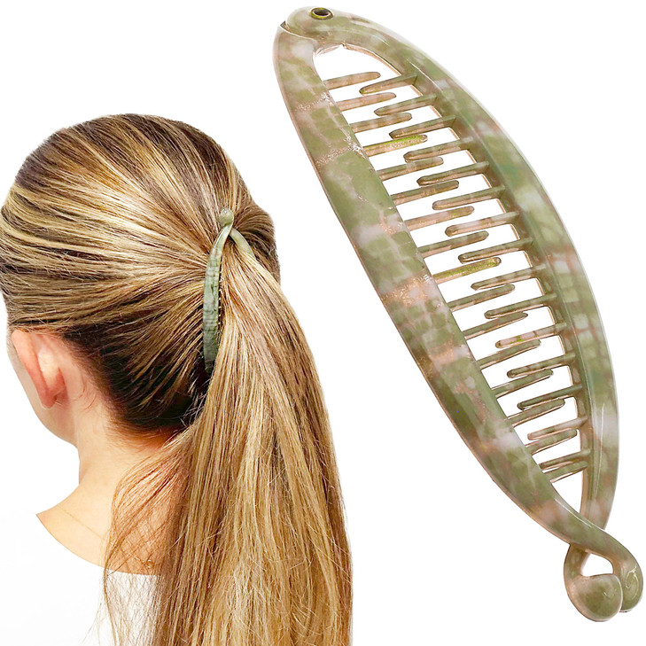 Camila Paris CP3106 4.5 inch French Banana Clip Hair Comb Classic Girls Updo Flexible Ponytail Holder Interlocking Banana Combs, Fashion Durable Styl