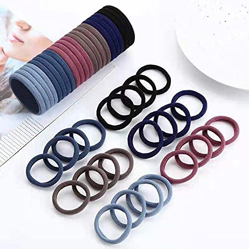 48PCS Seamless Elegant Neutral Color Hair Ties High Elastic Ponytail Holders Hair Bands for Women Girls Teens Children Thick Hair Thin Hair Braided A