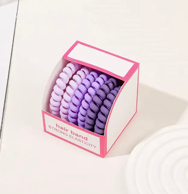 HEY SIS! Spiral Hair Ties 6pcs No Crease Coil Hair Ties Spiral Ponytail Holders Coils Scrunchies Plastic Phone Cord Hair Bands for Women Girls