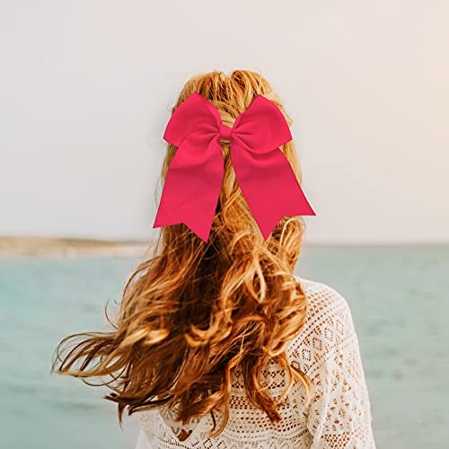 Jumbo Bow Clip with Tails-Hot Pink