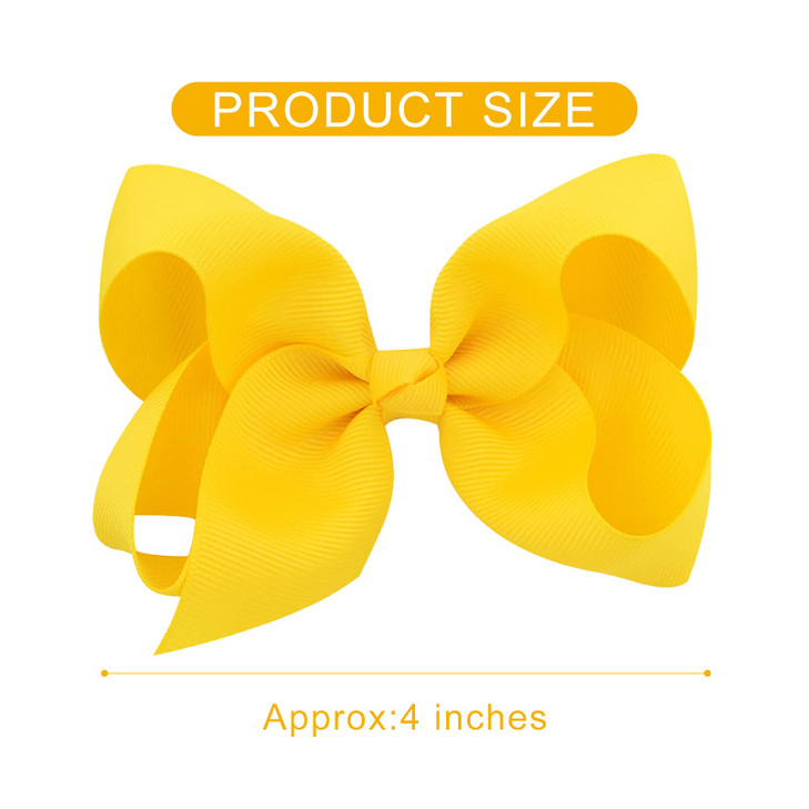 DEEKA 16 PCS 4" Hand-made Hair Bow Grosgrain Ribbon Solid Color Hair Bow Alligator Clips Hair Accessories for Little Teen Toddler Girls -Yellow