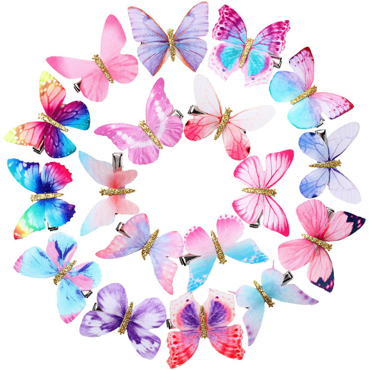 Boao 18 Pieces Glitter Butterfly Hair Clips for Girls Teens Women Hair Accessories (Dreamy Style)