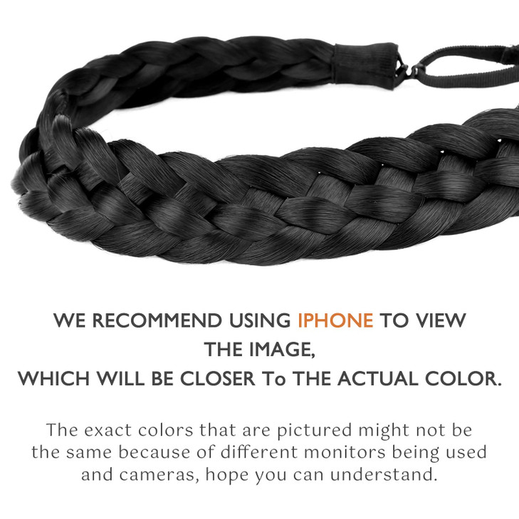 DIGUAN 5 Strands Synthetic Hair Braided Headband Classic Chunky Wide Plaited Braids Elastic Stretch Hairpiece Women Girl Beauty accessory, 56g (Black