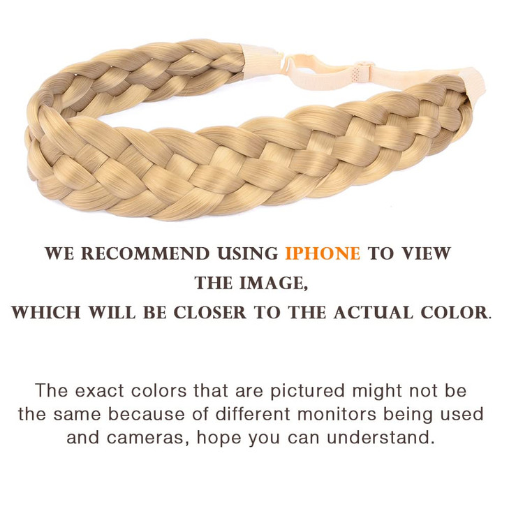 DIGUAN 5 Strands Synthetic Hair Braided Headband Classic Chunky Wide Plaited Braids Elastic Stretch Hairpiece Women Girl Beauty accessory, 56g (#Hone
