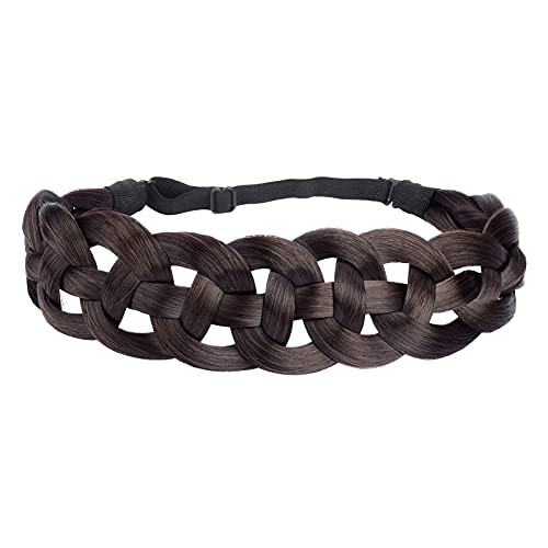 DIGUAN Hollow out Synthetic Hair Braided Headband Hairpiece Women Girl Beauty accessory for Women (Brunette Brown)
