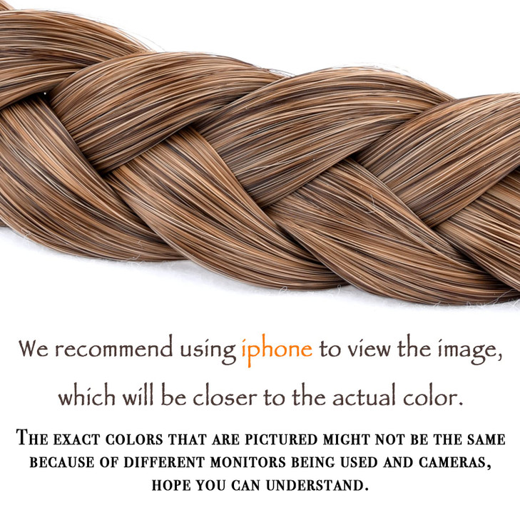 DIGUAN 2 Strands Synthetic Hair Braided Headband Classic Chunky Plaited Braids Elastic Stretch Hairpiece Women Girl Beauty accessory, 54g (Claybank)