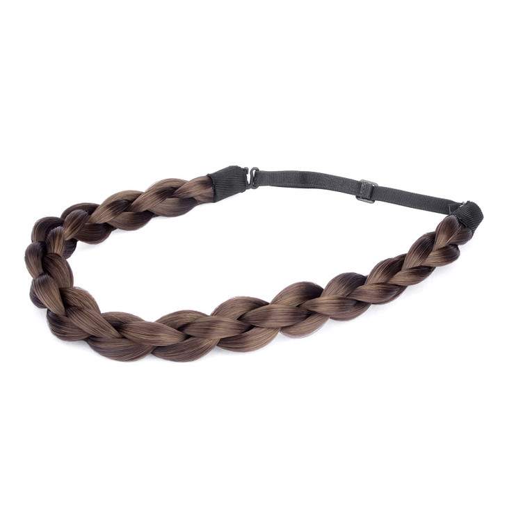 DIGUAN Chubby Narrow Synthetic Hair Braided Headband Classic Chunky Plaited Braids Elastic Stretch Hairpiece Women Girl Beauty accessory, 58g (Copper