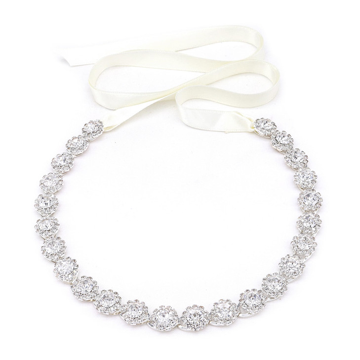 Oriamour Crystal Wedding Headband Bridal Headpiece Rhinestone Bridal Hair Accessories For Brides Flower Girl Bridesmaids Silver