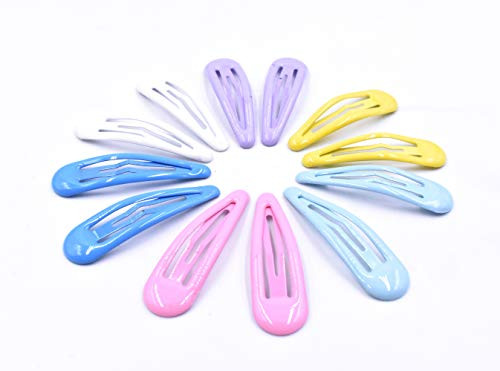 Art&Beauty 20 Pairs Assorted Color Glossy Snap Prong Clips Non-Slip Hair Clips Barrettes for Girls Ladies Women