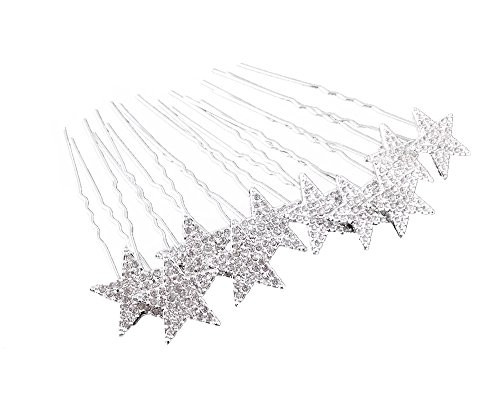 yueton 10pcs Bling Rhinestone Star Wedding Bridal Crystal Hair Pins Clips Women Headwear Hair Accessories