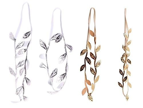 yueton 4pcs Gold and Silver Leaves Headwear Hair Bands Headbands