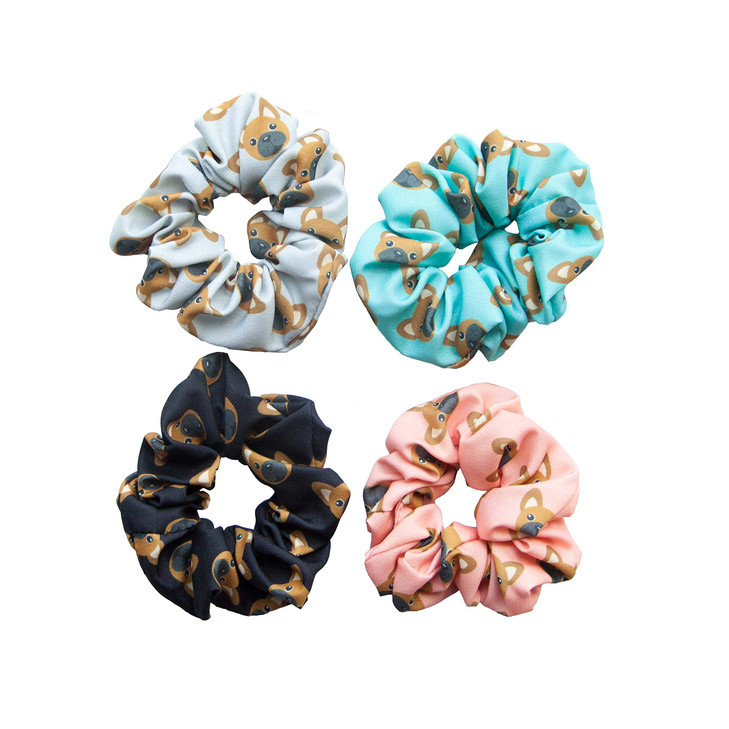 Happie Hare Scrunchies - Cotton Rounds Elastic Hair Bands - Scrunchy Hair Ties - Girls Hair Accessories - Gifts for Women (4 Pack, Fenchie Scrunchie)