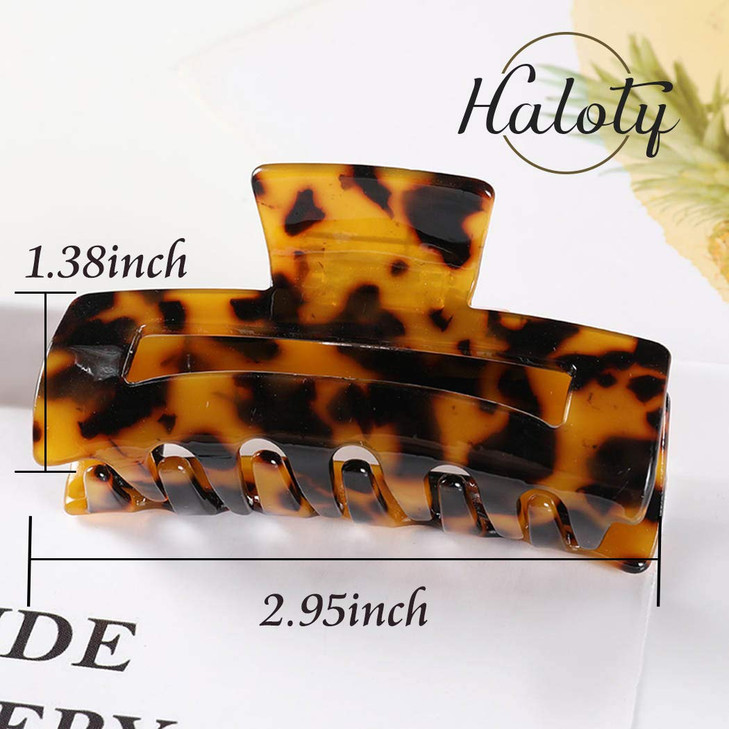 Haloty Hair Claw Banana Clips Tortoise Barrettes Celluloid French Design Leopard Print Large Fashion Hair Accessories for Women and Girls (Boho)