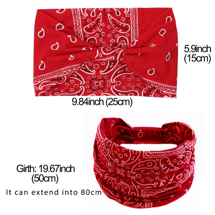 CAKURE Boho Headbands Wide Turban Knotted Head Bands African Thick Head Wraps Yoga Running Workout Hairbands Hair Scarf Elastic Hair Fashion Accessor