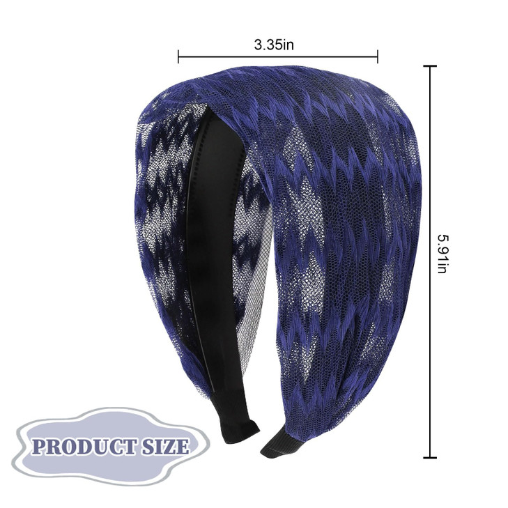 ACO-UINT Blue Headband for Women, Boho Wide Headbands Thick Headbands with Teeth, Large Head Bands for Women's Hair Fashion Hairbands Hair Accessorie