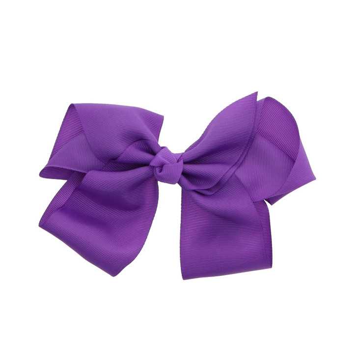 5.5 Inch Grosgrain Hair Bow Clip For Woman And Girls (Purple)