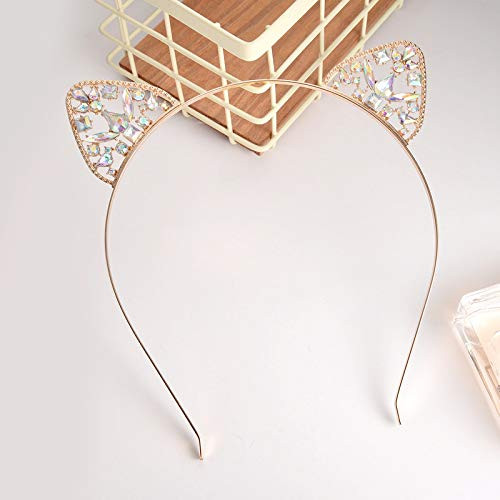 Numblartd 3 Pcs Glitter Upscale Crystal Rhinestone Cat Ear Hair Hoop Headband - Fashion Cute Hair Band Headwear Hair Accessories for Women (B#)