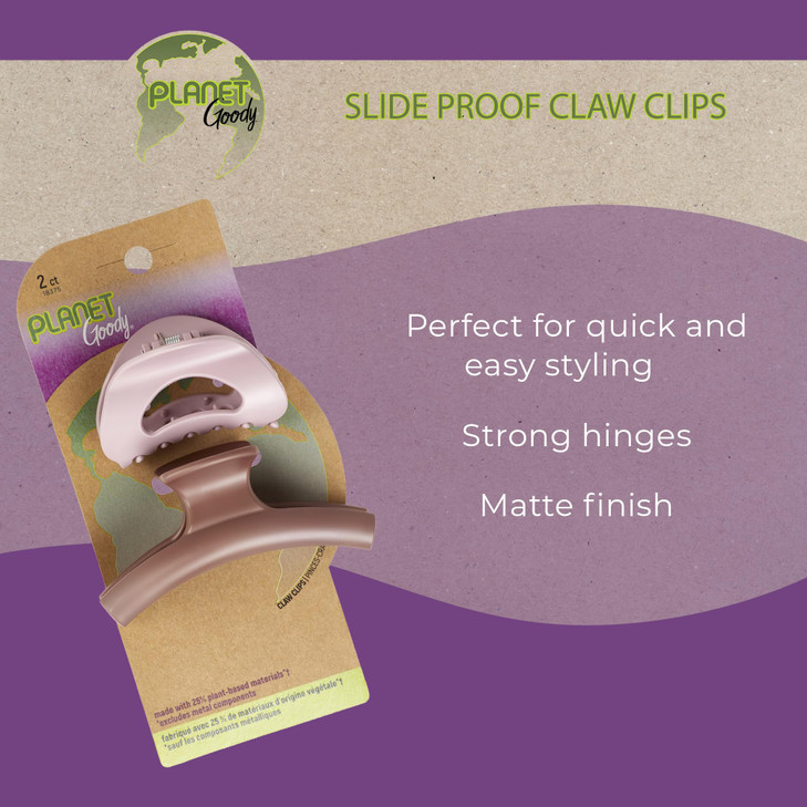 GOODY Planet SlideProof Claw Clips 2ct Blush and Rust