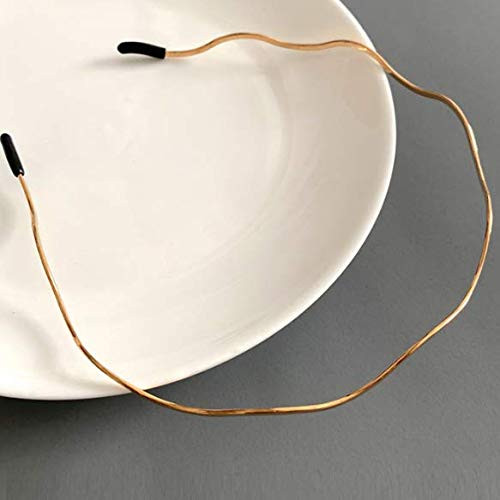 Aeyistry Retro Simplicity Metal Big Wave Line Hair Hoop Wavy Headbands Gold Metal Hair Accessories Multi-Use Headbands Bandeau Fashion Headband