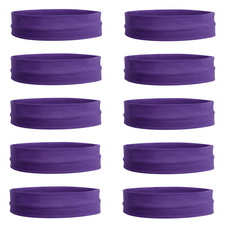 Teemico 10 Pack 3" Cotton Headbands Pack Stretch Elastic Yoga Soft and Stretchy Sports Sweatbands Fashion Headband for Teens Women (Purple)