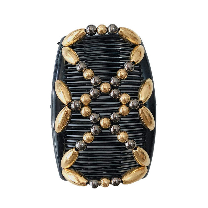 LOVEF 3Pcs Comb Hair Clips for Women and Girls Stylish and Fashionable Accessories for Easy Hair Dos Tribal (White Black and Gold)