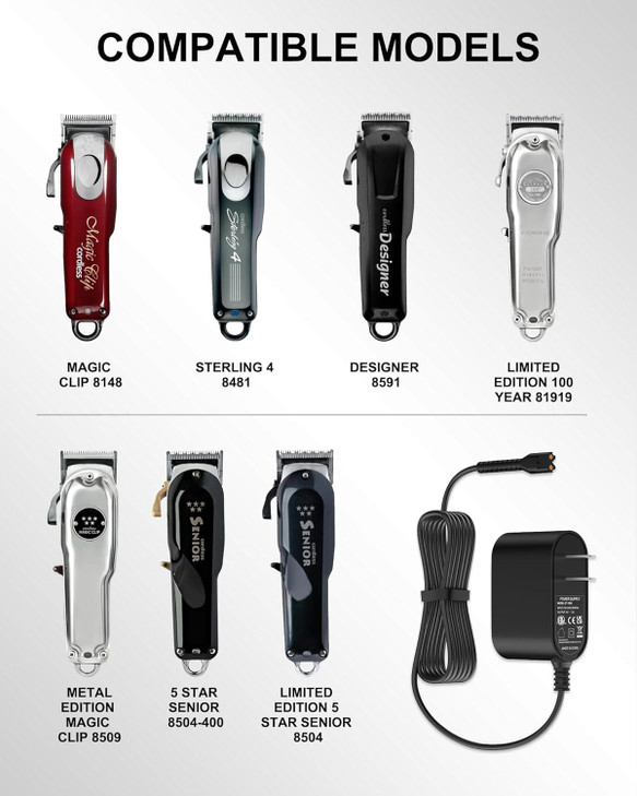 Replacement for Wahl Magic Clipper Cordless Charger, 4V Clipper Charger Compatible with Wahl 8164/8591/8148/8504, 5-Star Magic Clip Cordless Trimmer,