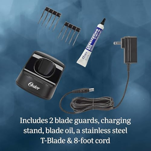 Oster Professional Cordless Hair Trimmer with Rechargeable Battery and Ergonomic Design, T-Finisher T-Blade Trimmer, Burgundy