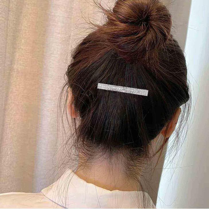 Yheakne Boho Crystal Hair Clip Pin Silver Cz Bar Hair Pin Barrette Vintage Hair Barrette Pins Decorative Bobby Pin Rhinestone Bar Hairclip Shine Brid