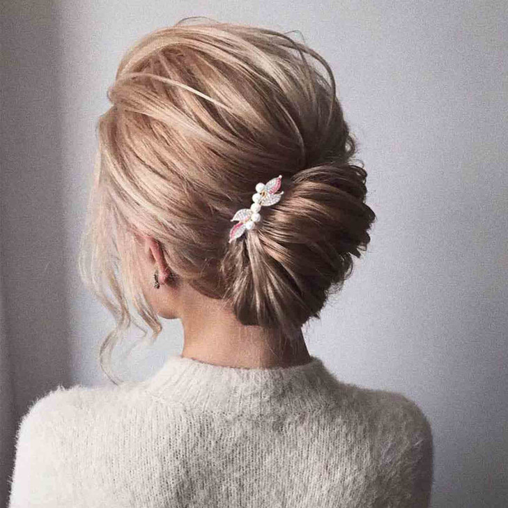 Yheakne Bridal Pearl Rhinestone Hair Clip Barrette Shining Crystal Hair Barrette Clip Headwear Wedding Headpieces Hair Accessories for Women and Girl