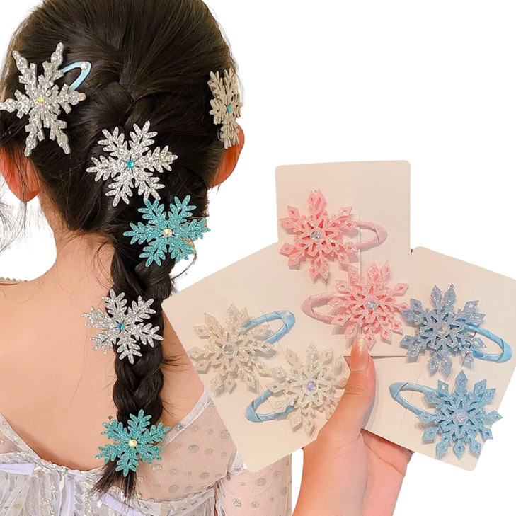mdgfge Snowflake Hair Clip Blue White Christmas Hair Accessories for Women Girls Bow Hair Clips Festive Snowflake Hairpins Holiday Xmas Party Gifts S