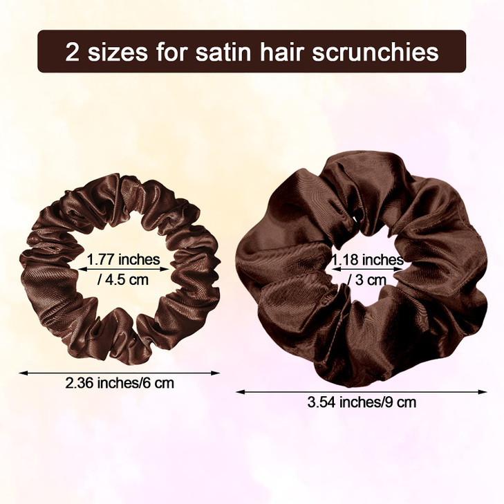 24 Pieces Satin Hair Scrunchies Silky Elastic Hair Bands Skinny Solid Hair Ties Ropes Ponytail Holder for Women Girls Hair Accessories Decorations, 2