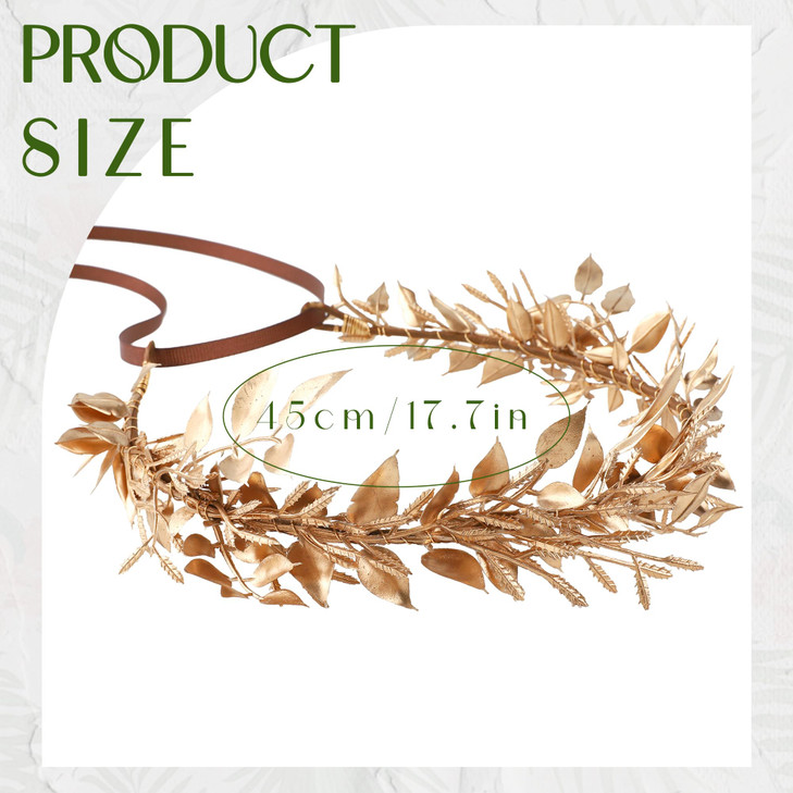 KorViSHOW Gold Leaf Headpiece Greek Goddess Bridal Hairband Golden Leaf Flower Crown Fairy Headwear for Women Girls Party Decoration Wedding Bride Ac