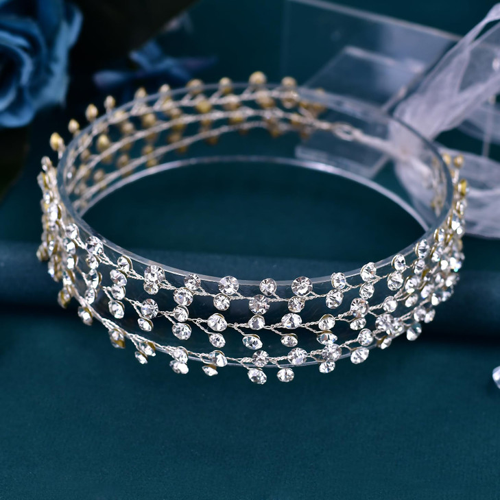 YouLaPan Wedding Headbands Rhinestone Bridal Hairpieces Crystal Hair Accessories Headpieces Silver Brides Womens (Silver)