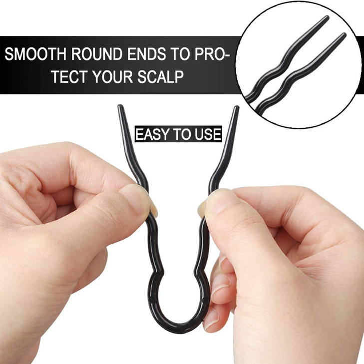 40 Pcs Plastic U Shaped Hair Pins Grip Pins Fast Spiral Hair Braid Twist Styling Clip Pin for Lady, Girl, Women (Black + Brown)