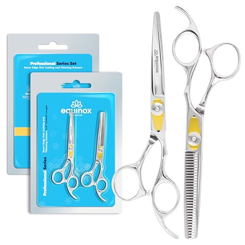 Equinox Professional Razor Edge Series Hair Cutting Scissors Set - Barber Hair Cutting & Thinning Shears/Texturizing Scissors Set - 6.5 Inches Hair C