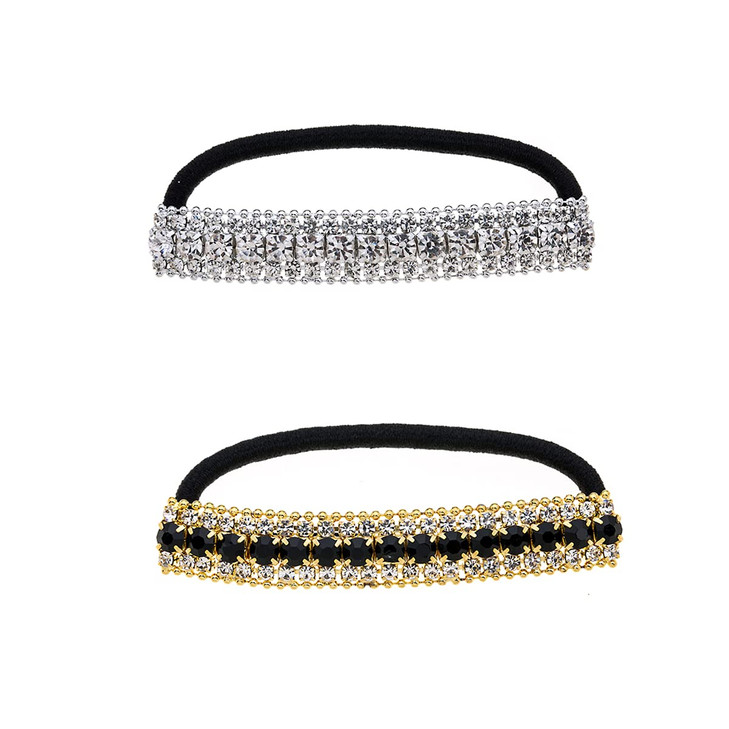 Ruihfas 2Pcs Luxury Rhinestone Elastic Hair Ties Headband Crystal Hair Rings Ropes Accessories for Women Girls