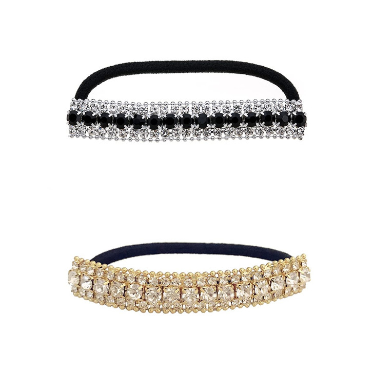 Ruihfas 2Pcs Luxury Rhinestone Elastic Hair Ties Headband Crystal Hair Rings Ropes Accessories for Women Girls