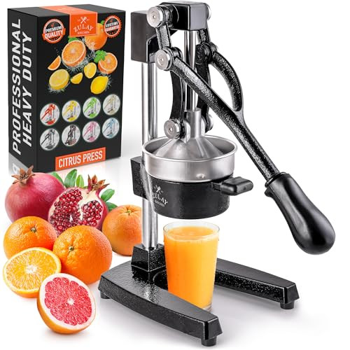 Zulay Kitchen Cast Iron Juicer - Easy-to-Clean Heavy-Duty Manual Juicer, Professional Citrus Juicer - Stainless Steel Lemon Squeezer - Manual Citrus