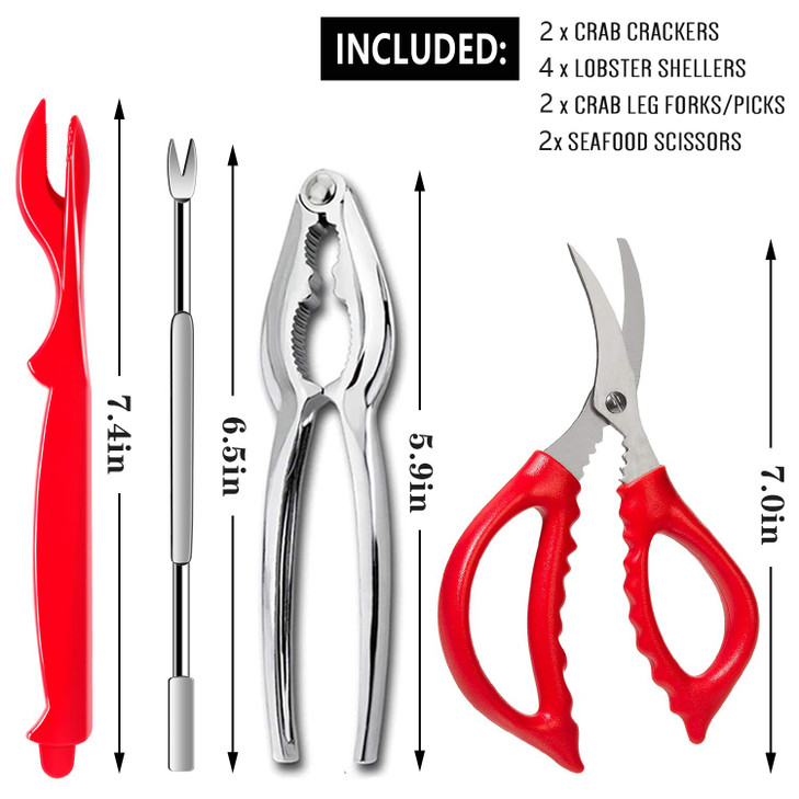 10 Pcs Seafood Tools Set - Crab Lobster Crackers Stainless Steel Forks Opener Shellfish Lobster Crab Leg Sheller Seafood Scissors