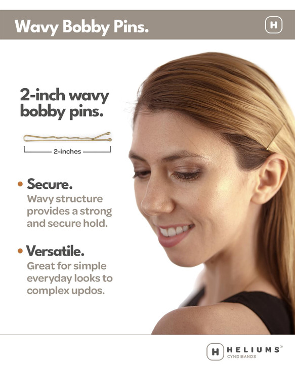 Heliums Bobby Pins - Ginger - 2 Inch Wavy Hair Pins, Color Matched for Strawberry Blonde Redheads, 48 Count