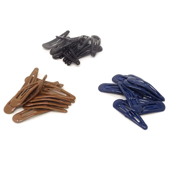 yueton 36pcs Black Blue Brown Glossy Snap Prong Clips Bendy Hair Clips Barrettes for Ladies Girls Hair Bows