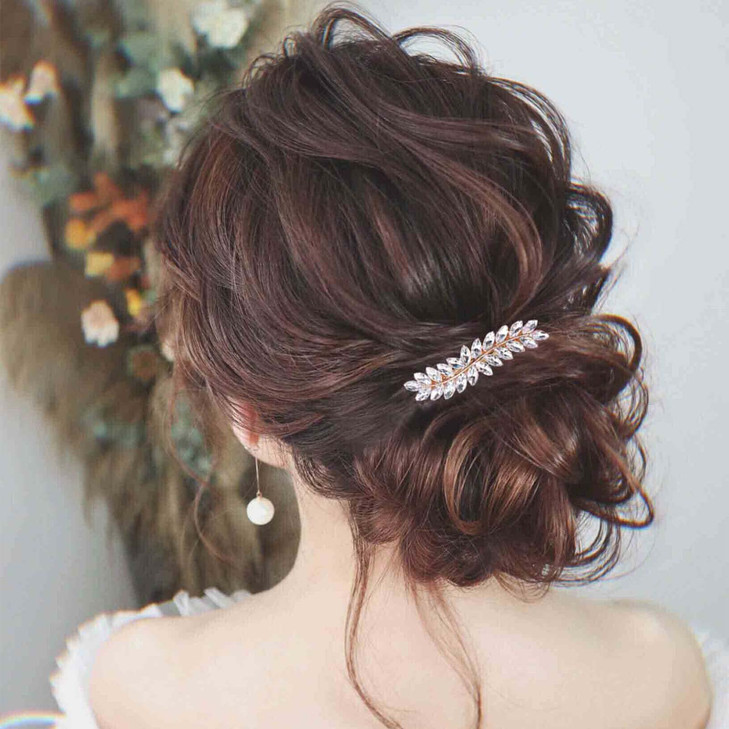 Andelaisi Vintage Rhinestone Hair Clip Wedding Crystal Hair Barrette Gold Rhinestone Barrette Head Clips Sparkly Crystal Cz Hairclip Decorative Headw