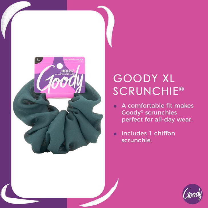 Goody XL Hair Scrunchie - Large, Green - Help Keep Hairs In Place - Hair Accessories