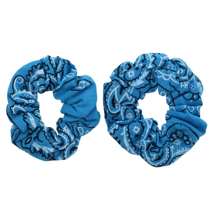 Bandana Scrunchies Cotton Hair Bobble - Set of 2 (Light Blue)