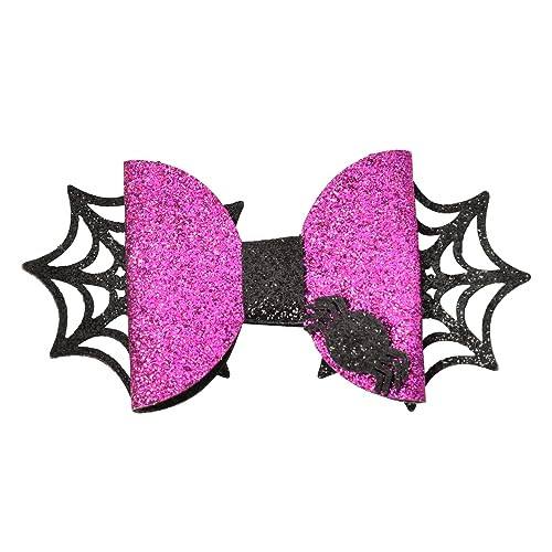 Halloween Costume Hair Clips for Women Girls Glitter Halloween Spider Hair Bows Barrette Shiny Purple and Black Spider Web Hair Clip Halloween Cospla